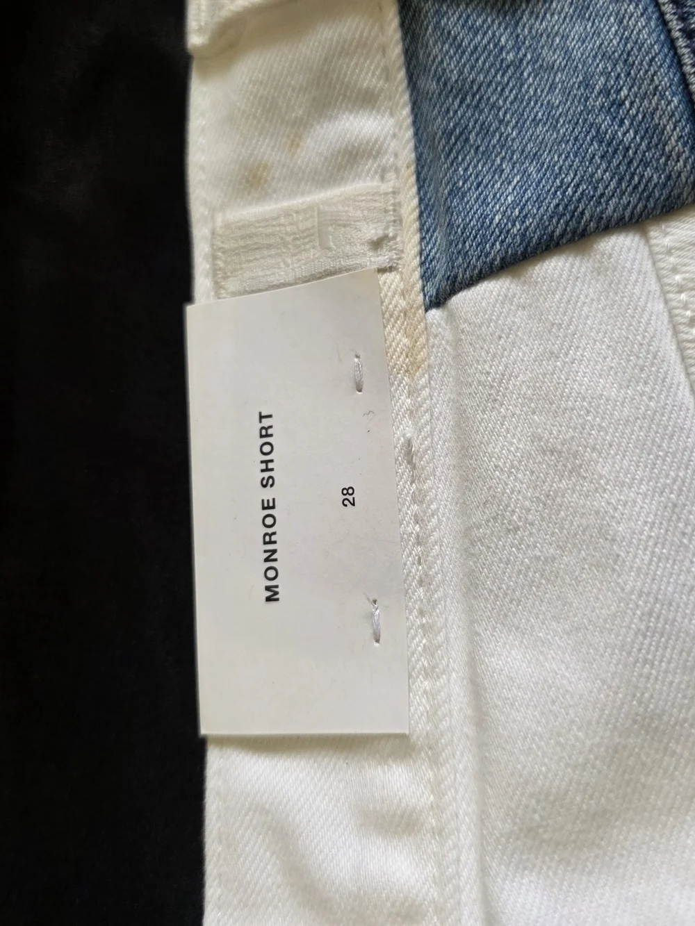 7 For All Man Kind Monroe White And Blue Denim Shorts